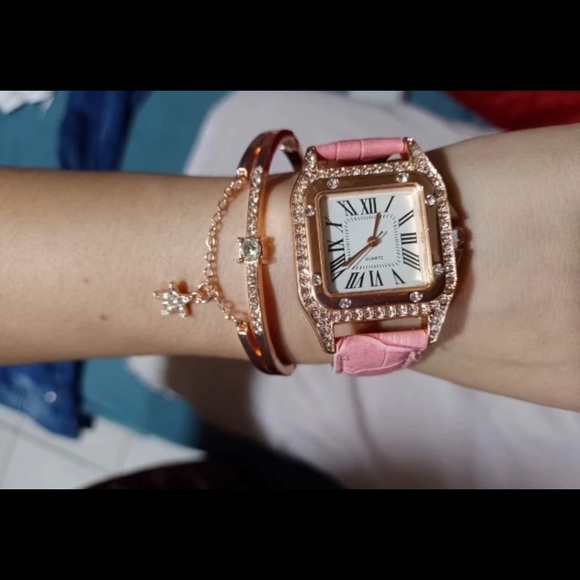 Women Diamond Watch Starry Square Dial Bracelet Watches Set Ladies Leather - Picture 6 of 6